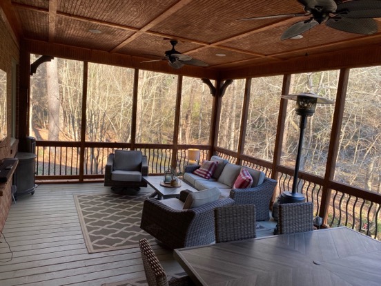 Brookview Court screened porch seating