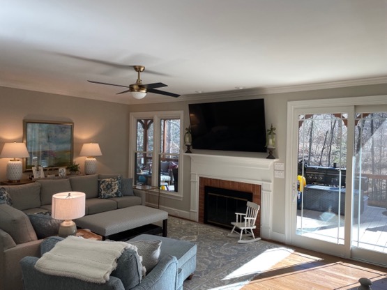 Brookview Court living room fireplace